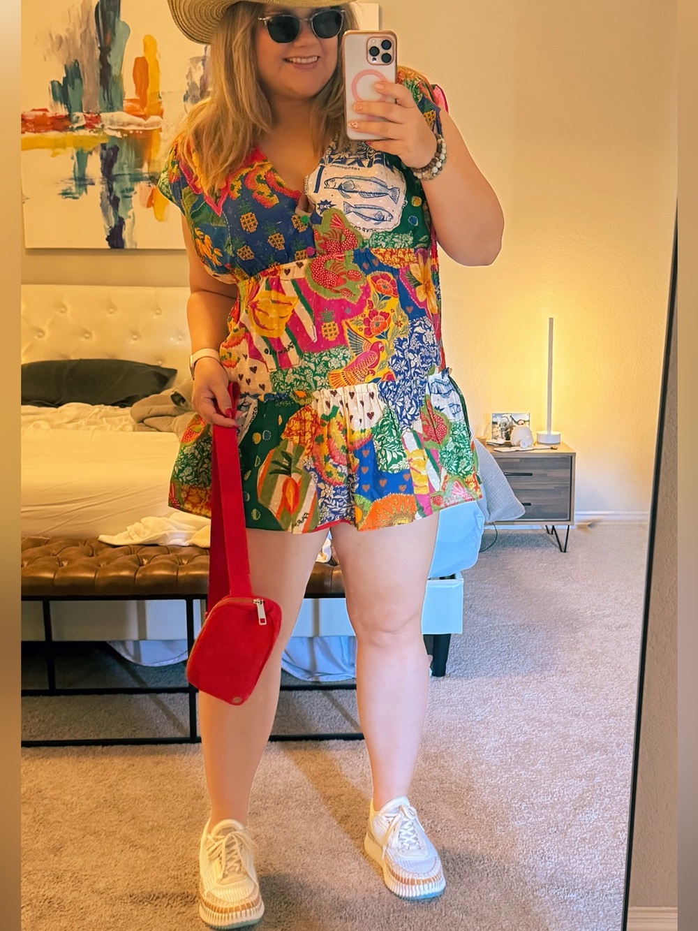 FARM Rio Sunny Print Patchwork V-Neck Mini Dress - Picture 8 of 8